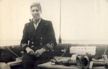 <p>1943 – George Whalley on H.M.C.S. <em>Saskatchewan</em></p>