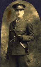 <p>1934 - George Whalley in uniform for Canadian Officer Training Corps (COTC), Lennoxville; photo inscribed: “To Mother with best love George 1934”</p>