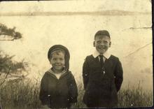 <p>c1919 - Left to right: Basil, George’s brother, and George Whalley at Devil Lake, Ontario</p>